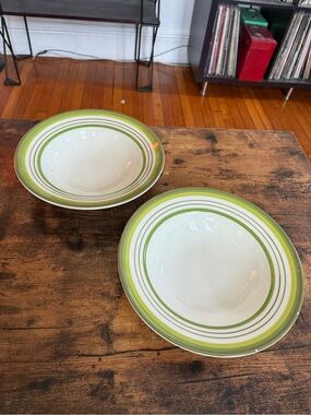 Green Stripe Ceramic Serving Bowls - crate & Barrel Portugal (2)